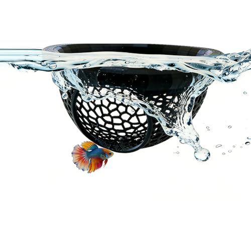 Floating Betta Hammock and Shrimp Feeder, Cave and Hammock, Small Fish Feeding Ring & Resting Spot, Fish Tank Accessories (Black) - color: Black