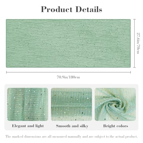 Sequin Scarf for Women Lightweight Mesh Shawl Wrap Bandana Hijab Headscarf for Summer Evening Dress - color: Lightblue