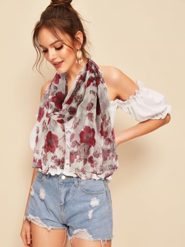 GERINLY Lightweight Scarves Fashion Print Cotton Feel Scarf for Women Shawl - color: Z-darkbeige