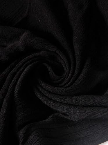 Cotton Linen Plain Hijab Scarf For Women,Muslim Viscose Crinkle Edge With Fringe,Summer Beach Wrap Headwraps Shawl - color: 1#black