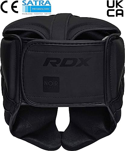 RDX Boxing Headgear Sparring Grappling, Maya Hide Leather, Head Gear for MMA Muay Thai Kickboxing Training, Multi Layered Padding, Taekwondo Martial Arts BJJ Wrestling Karate, Black - size: Small