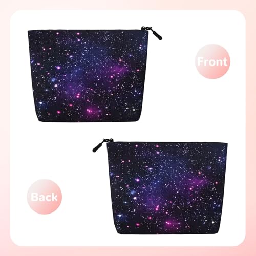 Starry Night Sky Fake Hemp Makeup Bag Travel Bags Toiletry Pouch With Zipper 9.45 X 6.7 In - color: Starry Night Sky