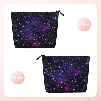 Starry Night Sky Fake Hemp Makeup Bag Travel Bags Toiletry Pouch With Zipper 9.45 X 6.7 In - color: Starry Night Sky