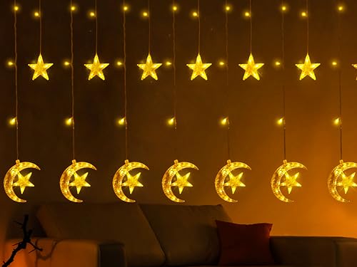 OLEEK Ramadan Lights Decorations - Ramadan Decorations for Home 2026 - Ramadan Decoration Lights - Ramadan Gifts for Kids - Ramadan Decor - Ramadan String Lights زينه رمضان - Ramadan led Lights - style: Star in Moon