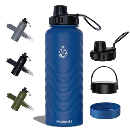 32oz Stainless Steel Insulated Water Bottle, 48H Ice Cold & 24H Hot, Leak-Proof Wide Mouth Lids (Straw & Spout), BPA-Free Bottles, Mens Water Bottle for Gym, Hiking, Travel - Blue - color: Blue, size: 32 Ounces