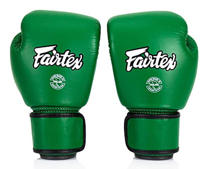 Fairtex BGV16 Leather Compact Muay Thai Boxing Gloves - color: Forest Green, size: 12 oz
