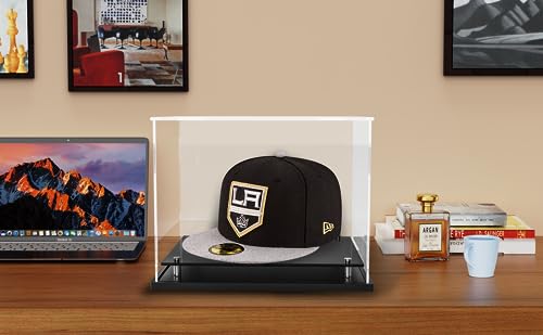 WANLIAN Clear Hat Display Case,Self-Assembly Acrylic Baseball Cap Holder Stand with Stainless Steel Risers, Perfect for Sports Caps & Mini Helmets (Assembly Required) - size: 8.6x7.9x7 inch