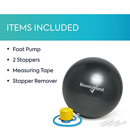 Bouncyband Balance Ball – Create Flexible Seating to Improve Focus at School, Office, or Home with This No-Roll Weighted Ball - color: Dark Gray, size: Medium (Pack of 1)