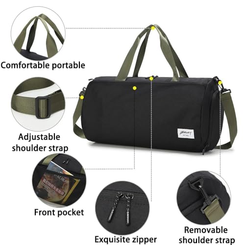 BESMART Gym Bags for Men with Side Pocket，38L Large Sports Gym Duffle Bag | Adjustable Strap&Shoe Compartment, Waterproof, Spacious, Wet Pocket, Durable Duffel Bag for Gym,Travel, Fitness,Black/Green - color: Black/olive green with TPU pocket