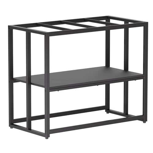 40 Gallon Metal Fish Tank Stand, Aquarium & Terrarium Stand for Home Office | Dual-layer structure providing extra storage space under the tank.Overall dimension measures 36.6"x18.5"x30" with 660LBS - color: Black, size: 40 Gallon
