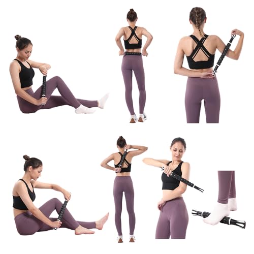 Muscle Roller Massage Roller Stick- Deep Tissue Fascia Blaster for Myofascial Pain Relief, Lymphatic Drainage & Body Sculpting, Handheld Physical Therapy & Recovery Tool (White Black) - color: White Black