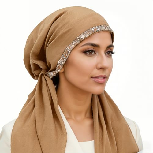 Instant Hijab for Women: Hijab Scarf, Hijabs for Women Muslim, Muslim Head Scarf, Easy Slip on - color: Camel