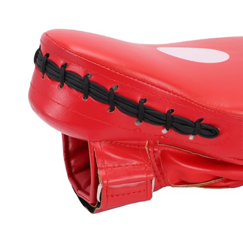 Keenso Boxing Punching Mitt, PU Curved Boxing Pad with Adjustable Strap, Hand Pad for Taekwondo Muay Thai Training, Adults Kids All Skill Levels - color: Red