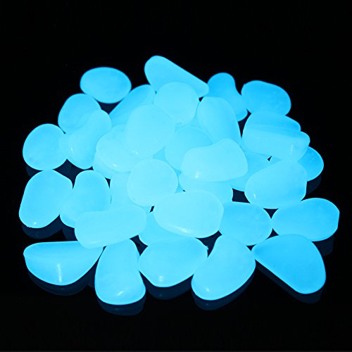 Shiny Stone 120pcs Glow in The Dark Aquarium Pebbles, Sky Blue | Fish Tank Rocks, Glowing Gravel, Luminous Stones, For Aquarium Succulent Garden - color: Sky Blue