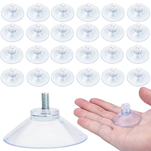 AccEncyc 40 mm Glass Suction Pads Clear PVC Sucker Pads Suction Holder Without Hooks for Bathroom Wall Door Glass Window Car Shade (Clear, 24pcs) - size: 24Pcs Clear