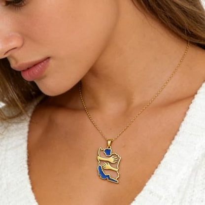 Iran Necklace Iran Map Charm Necklaces Dainty Gold Necklaces for Women Silver Jewelry Gifts for Women - color: A7：gold hug iran necklace