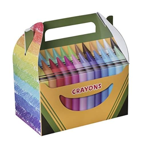 Hammont Paper Treat Boxes - (10 Pack) - Party Favors Treat Container Cookie Boxes Cute Designs Perfect for Parties and Celebrations 6.25" x 3.75" x 3.5" (Crayon) - color: Crayon
