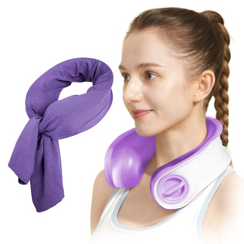 samply Reusable Ice Packs for Neck and Shoulder, Cold Compress, Relief of Pain, Swelling, Sprains, Office Pressure, Wearable Neck Cooler Towels of Cooling Wraps for Hot Weather,Amethyst Purple - color: Amethyst Purple