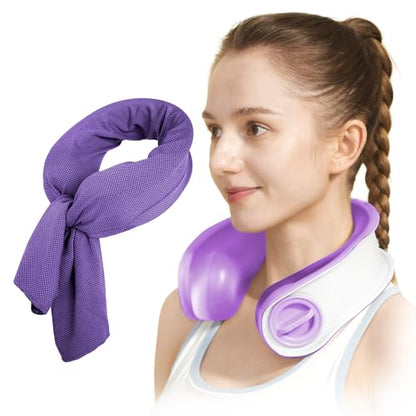 samply Reusable Ice Packs for Neck and Shoulder, Cold Compress, Relief of Pain, Swelling, Sprains, Office Pressure, Wearable Neck Cooler Towels of Cooling Wraps for Hot Weather,Amethyst Purple - color: Amethyst Purple