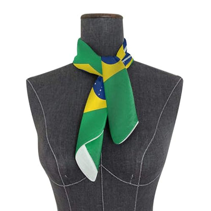 Women's Silk Scarf Square Satin Head Scarves Fashion Neck Scarf Hair Wraps Silk Bandana - color: Brazil Flag