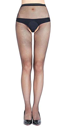 E-Laurels Womens High Waist Patterned Fishnet Tights Suspenders Pantyhose Thigh High Stockings Black - color: Black 5041