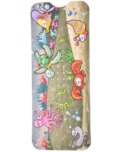 ENKOSI Bath Mat - Large Non Slip Bathtub & Shower Mat - Extra Long 40 x 16 Inch Bathroom Mats for Tub Nonslip Anti Slip Bathmats (Ocean Friends), 1 Pack | Fun ocean animals print for kids; Durable PVC; 40x16 in, Ocean Friends - color: Ocean Friends