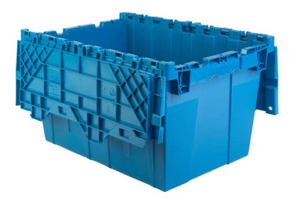 HE HUDSON EXCHANGE 21.9x15.2x12.8” (3 Pack, 12.7 Gallon) Tote with Attached Lid, Blue - color: Blue