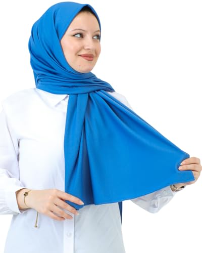 Prien Hijab For Women Muslim Lightweight Scarf Head Scarves For Girls Islamic Long Headscarf Chiffon Shawl Prayer Set Ramadan - color: Indigo