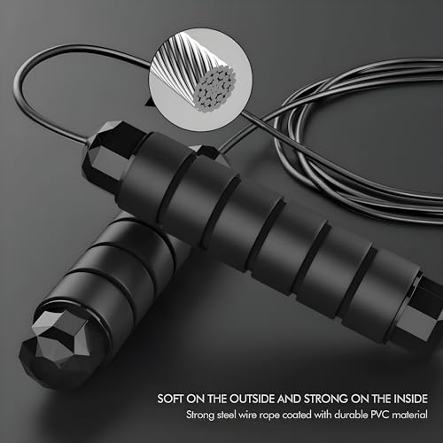 Jump Rope, Adjustable Jump Rope, Tangle-Free Rapid Speed with Ball Bearings for Men, Women and Kids, Home Exercise and Slim Body Weighted Speed Skipping Rope for Fitness at Home Gym Workout