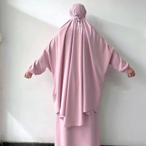 ODIZLI Two Pieces Jilbab and Dress for Muslim Women Long Khimar and Skirt Available for Prayer - color: Pink