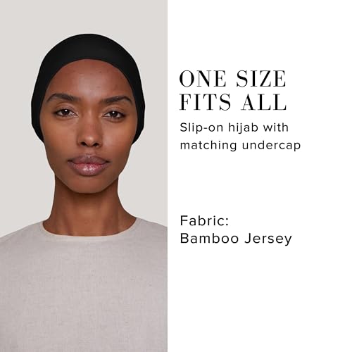 Slip-on Instant Premium Jersey Hijab with Undercap - Buttery Soft, Lightweight Hijab with Innovative Tie-Back Design - color: Black