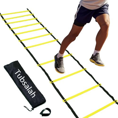 20ft Adjustable Agility Ladder with Carry Bag Training Equipment for Footwork Drills | Football Training Equipment & Speed Ladder for Soccer, Basketball – Fitness Feet Training