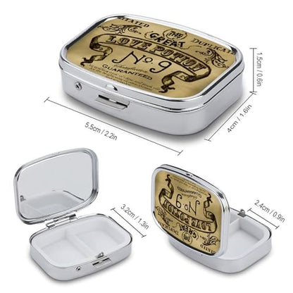 Metal 2 Compartment Pill Organizer Travel Friendly Portable Compact Pill Box Cute Pill Case to Hold Vitamins,Fish Oil,Supplements,Meds,Tablet for Purse,Pocket. (No) - color: No