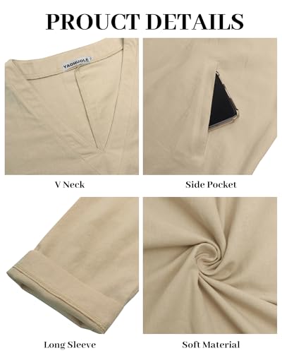 YAOHUOLE Arabic Thobe for Men Islamic Clothing Mens Kaftan Thobe - color: Khaki, size: Large