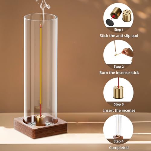 2 Pack Incense Holder for Sticks, Insence-Stick Holder Ash Catcher with Removable Glass, Anti-Ash Flying Mess-Free Incense Burner, Perfect for Meditation Yoga Relaxation, Home Decor