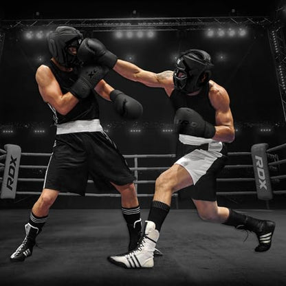 RDX Boxing Headgear MMA Muay Thai, Removable Face Grill, Head Gear for Sparring Grappling Martial Arts Kickboxing Taekwondo Karate BJJ Training - color: Black, size: Small