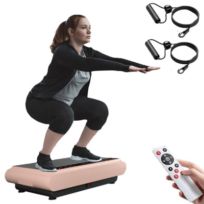 Natini Vibration Plate Exercise Machine - Power Vibrating Plate for Lymphatic Drainage,Whole Body Workout Machine for Women Weight Loss Home Fitness, - style: BT-Pink