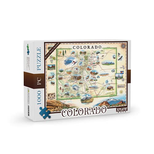 Colorado State Map Cardboard Jigsaw Puzzle - 1000 Pieces, Hand-Illustrated - Educational, Family Activity - Includes Poster - 25.4 x 19.8 - color: Colorado