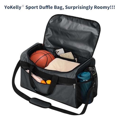 Gym Bag 40L Sport Duffle Bag for Men, Dark Grey | 20×9×10 inch, Weekender, Travel - color: Dark Gray