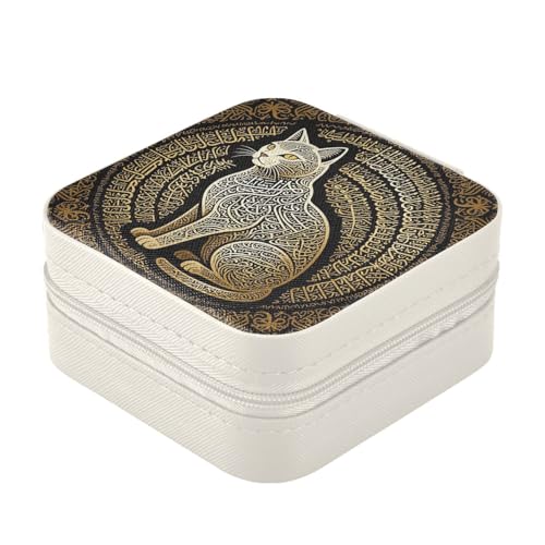 Arabic Calligraphy Cat Islamic Art jewelry storage box Travel Jewelery Organizer Portable for Women Ladies
