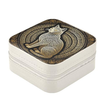 Arabic Calligraphy Cat Islamic Art jewelry storage box Travel Jewelery Organizer Portable for Women Ladies