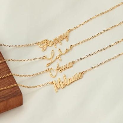 Custom Name Necklace, 18K Gold Plated Nameplate Personalized Jewelry Gift for Women - color: Style-08