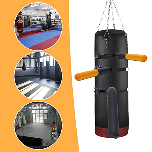 Wing Chun Dummy for Martial Arts Training, Wall Mounted or Portable Wooden Dummy, Interchangeable Spring Arms for Taekwondo Tai Chi Chuan, Tree or Soft Object(Diameter ≥4.72in)