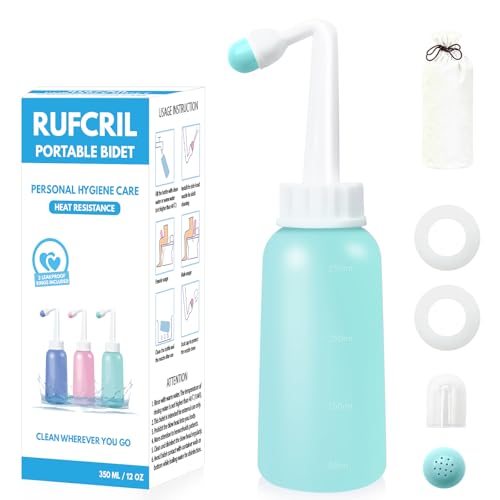 Peri Bottle Postpartum, RUFCRIL 350ml Perineal Wash Bottle, Upside Down Portable Bidet with Carry Bag, Boilable TPE & Dual Leak-Proof Rings, for Perineal Recovery, Hemorrhoid Relief, Hospital Bag - color: Green