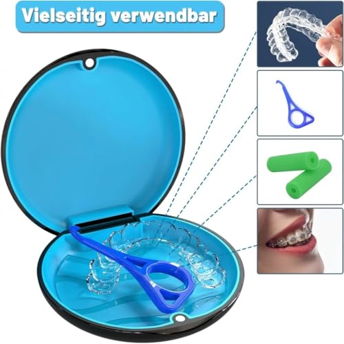 BVN Slim Retainer Case – Portable Dental Storage for Braces, Aligners & Mouth Guards | Sleek Black Protective Container for Dentures & Night Guards - size: Circular case