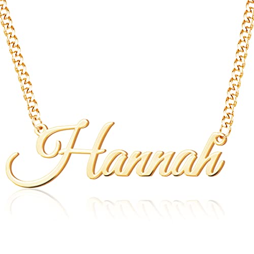 Custom Name Necklace, 18K Gold Plated Nameplate Personalized Jewelry Gift for Women - color: Style-01
