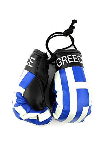 Hanging Car Mirror Mini Boxing Gloves (Greece) - color: Greece