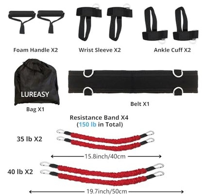 12pcs/Set Boxing Resistance Bands, Boxing Equipment,Training Equipment, Boxing Trainer, Boxing Gear, Latex Resistance Belt Taekwondo Explosive Power Training Multi Functional Tension Rope Set - color: Red