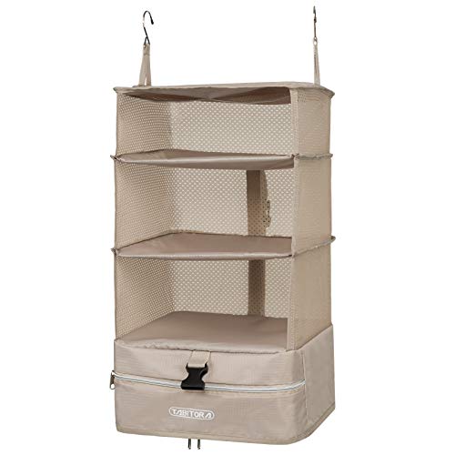 TABITORA Portable Hanging Travel Shelves Bag Packing Cube Organizer Suitcase Storage Large Capacity - color: Beige, size: Large+X-Large