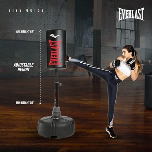 Everlast Freestanding Adjustable Punching Bag for Adults | Heavy Boxing Bag with Stand | Free Standing Punching Bag for Boxing, Muay Thai, MMA, Home Gym Training